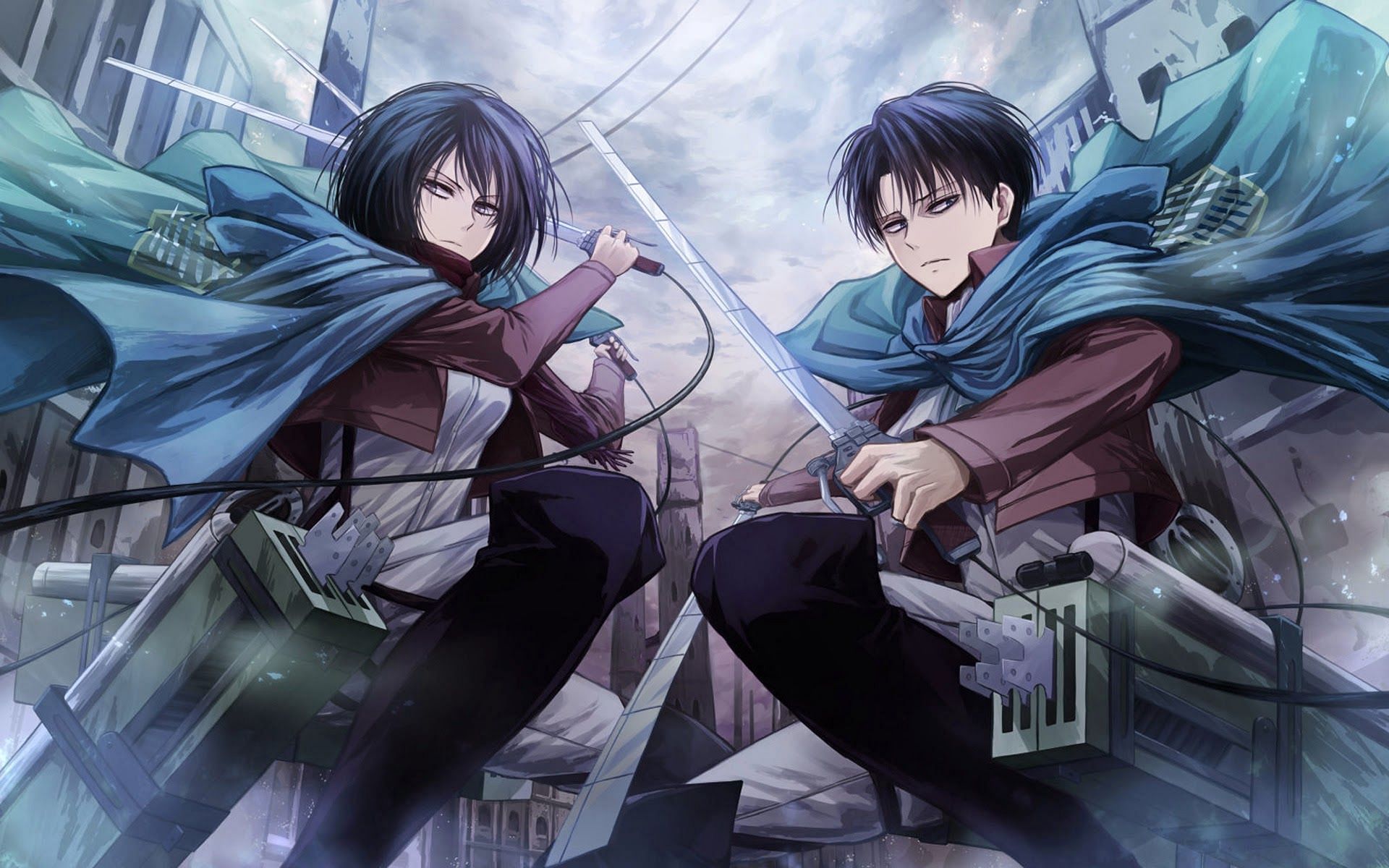 shingeki no kyojin mikasa and levi