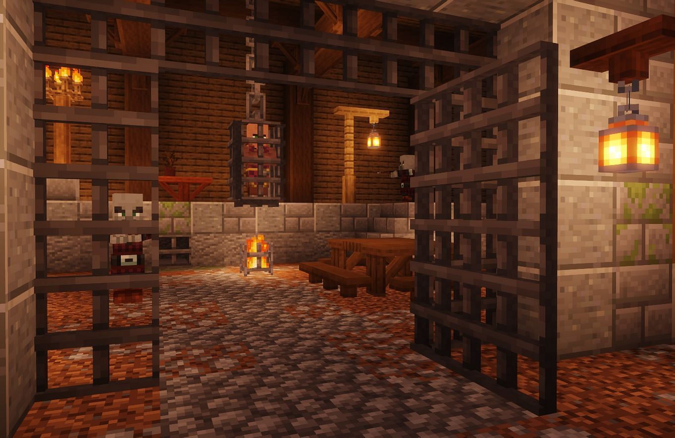 A dungeon with bonfire (Image via Mojang/CurseForge)