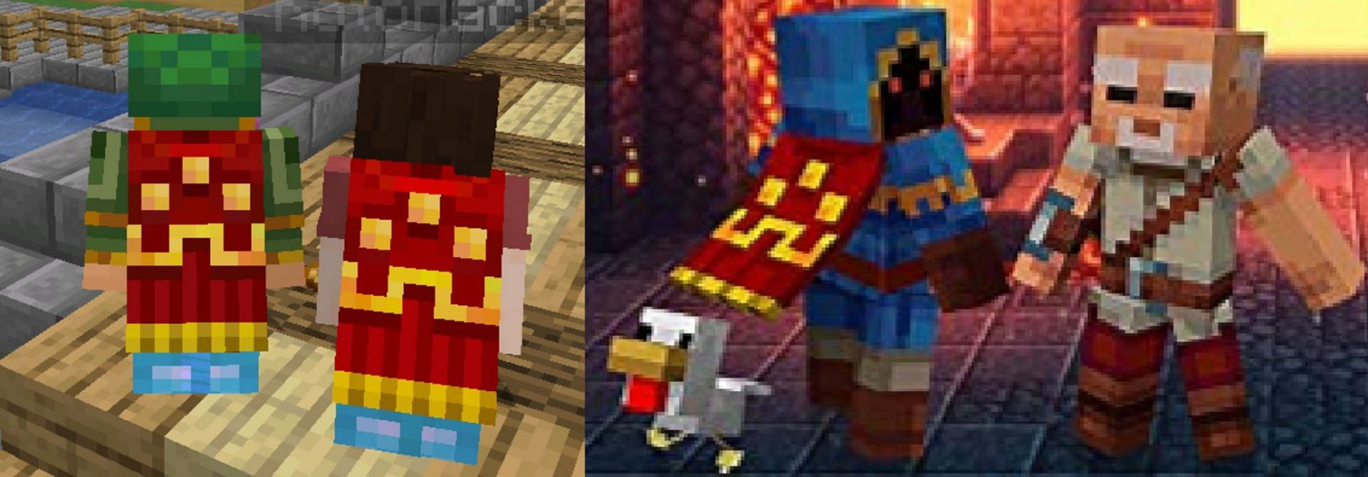 The revised design of the hero's cape, with the original now called the red royal cape (Image via Mojang)