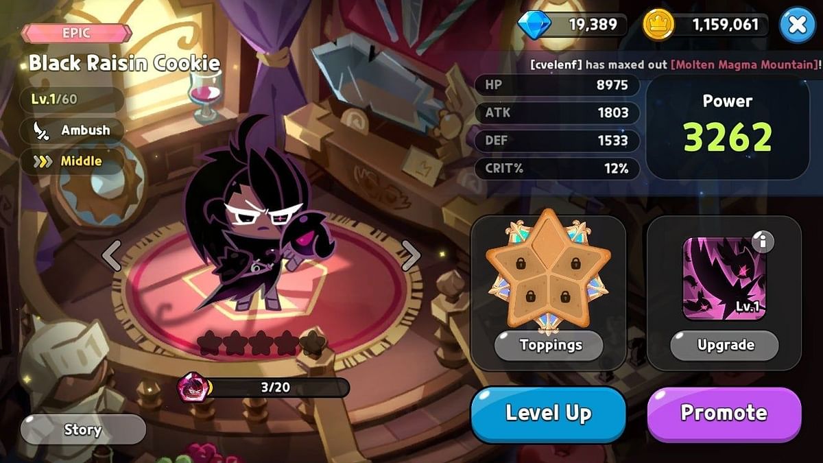 Cookie Run Kingdom: Black Raisin Cookie in v.1.3.101 update