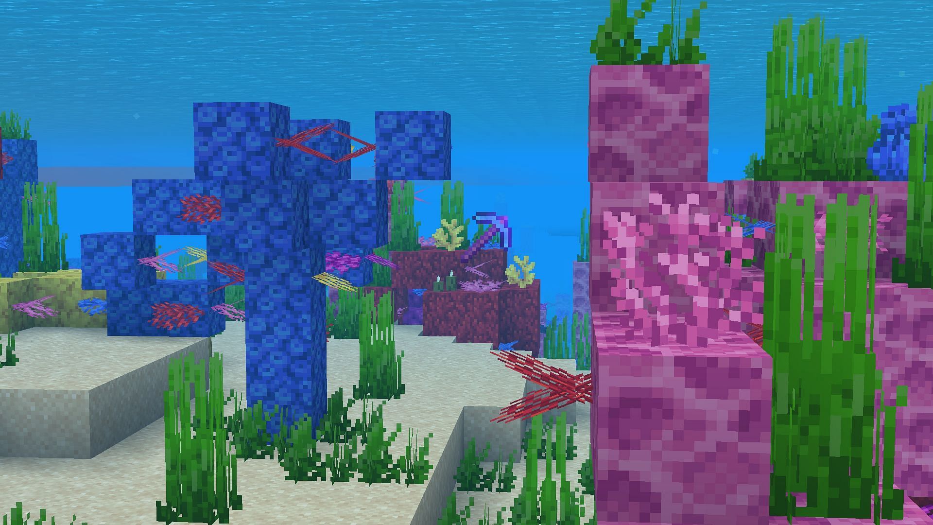 An enchanted pickaxe can be used to mine coral (Image via Minecraft)