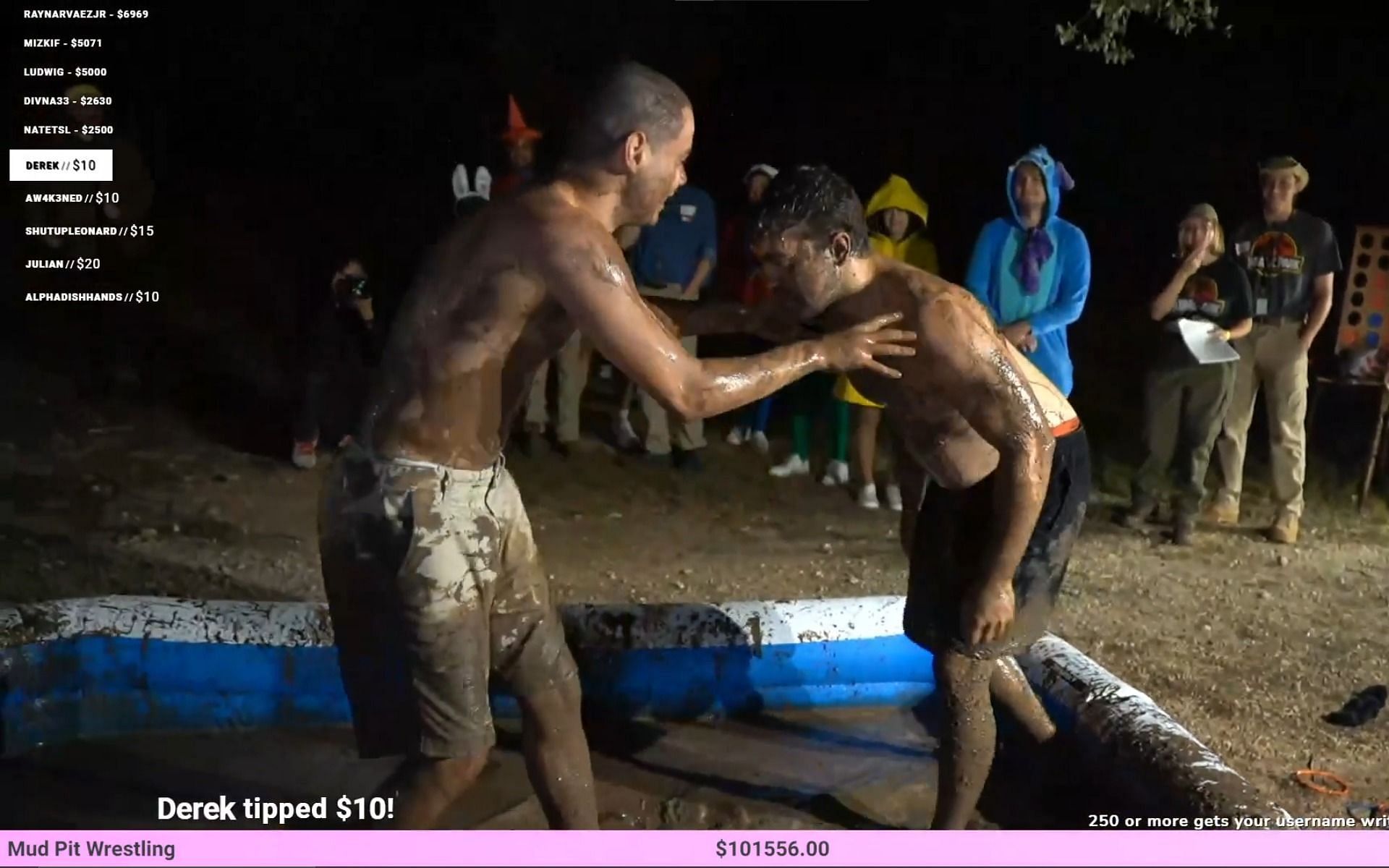 Mizkif and Erobb221 wrestle it out for a fundraising event (Image via Twitch/Maya)