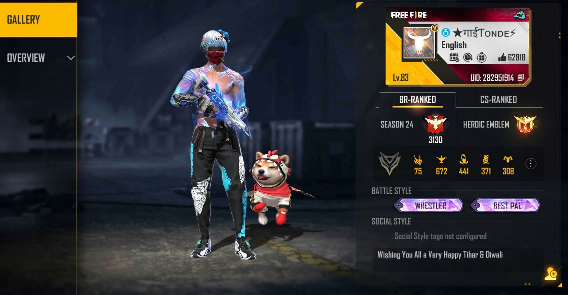 This is Tonde Gamer&#039;s ID in Garena Free Fire (Image via Free Fire)