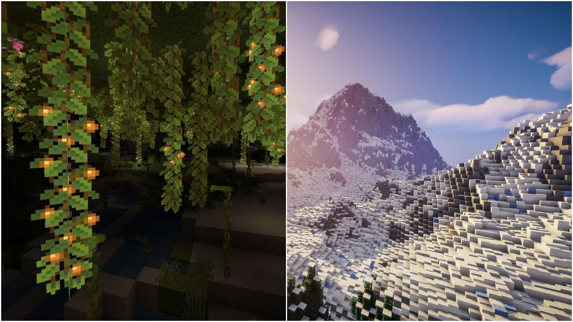 Lush caves &amp; mountains (Image via Minecraft)