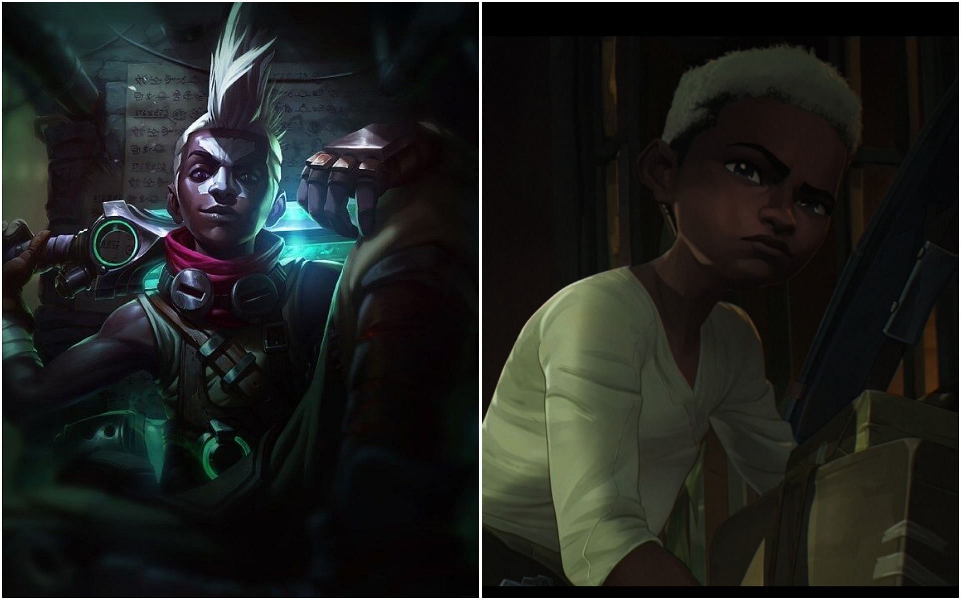 Ekko in League of Legends (left) and Ekko in Arcane Act I (right) (Image via League of Legends)