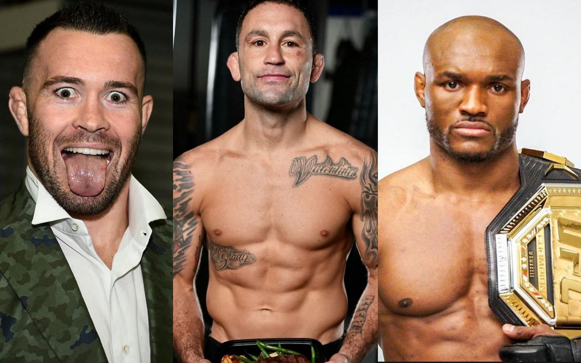 Colby Covington (left), Frankie Edgar (center), Kamaru Usman (right) [Credits: @colbycovmma, @frankieedgar, @usman84kg via Instagram]