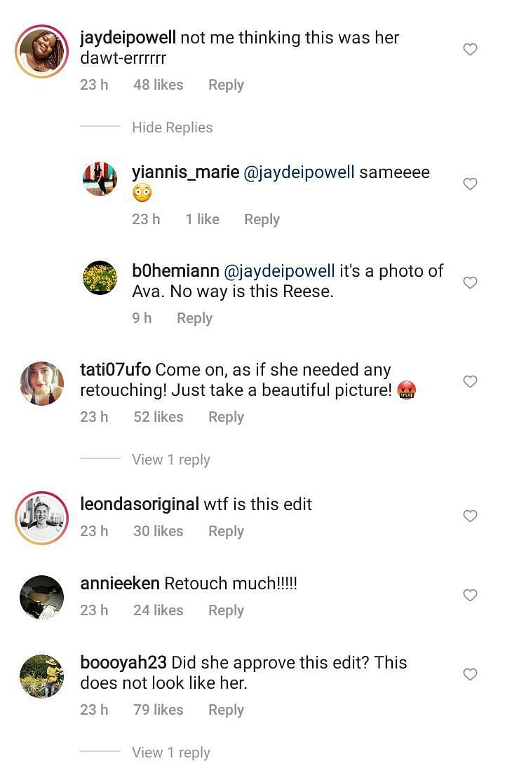 Comments show the &quot;disappointment&quot; amongst fans (Screenshot via Instagram)