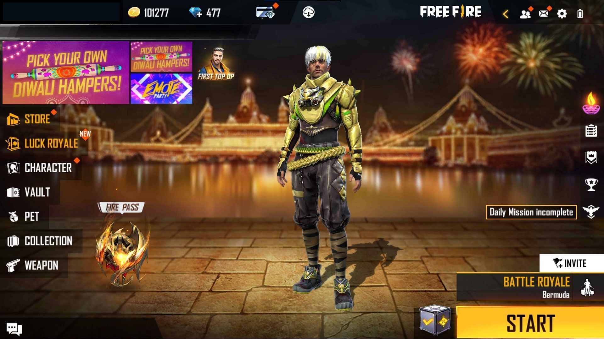 Tap on the diamond icon (Image via Free Fire)