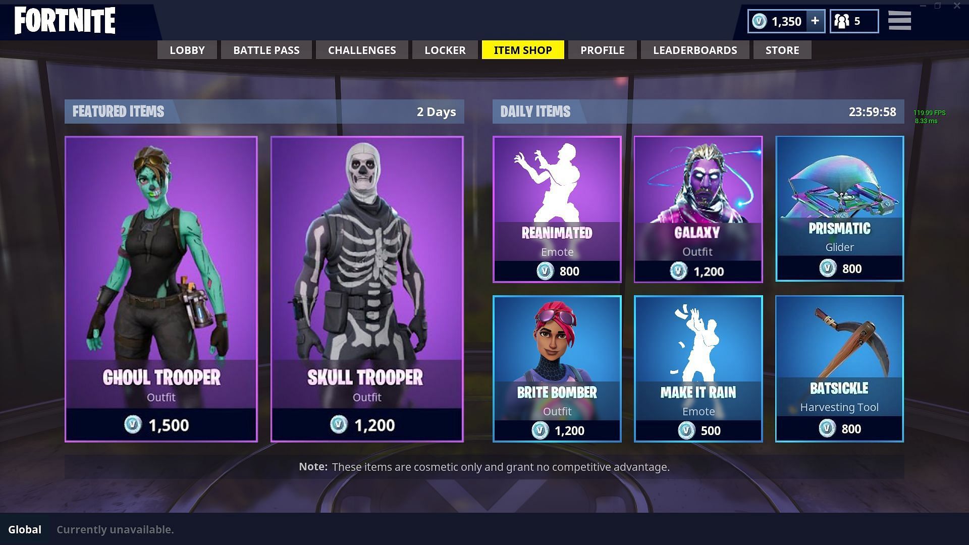 The first ever Item Shop featured these two skins, but nothing else. Image via Epic Games