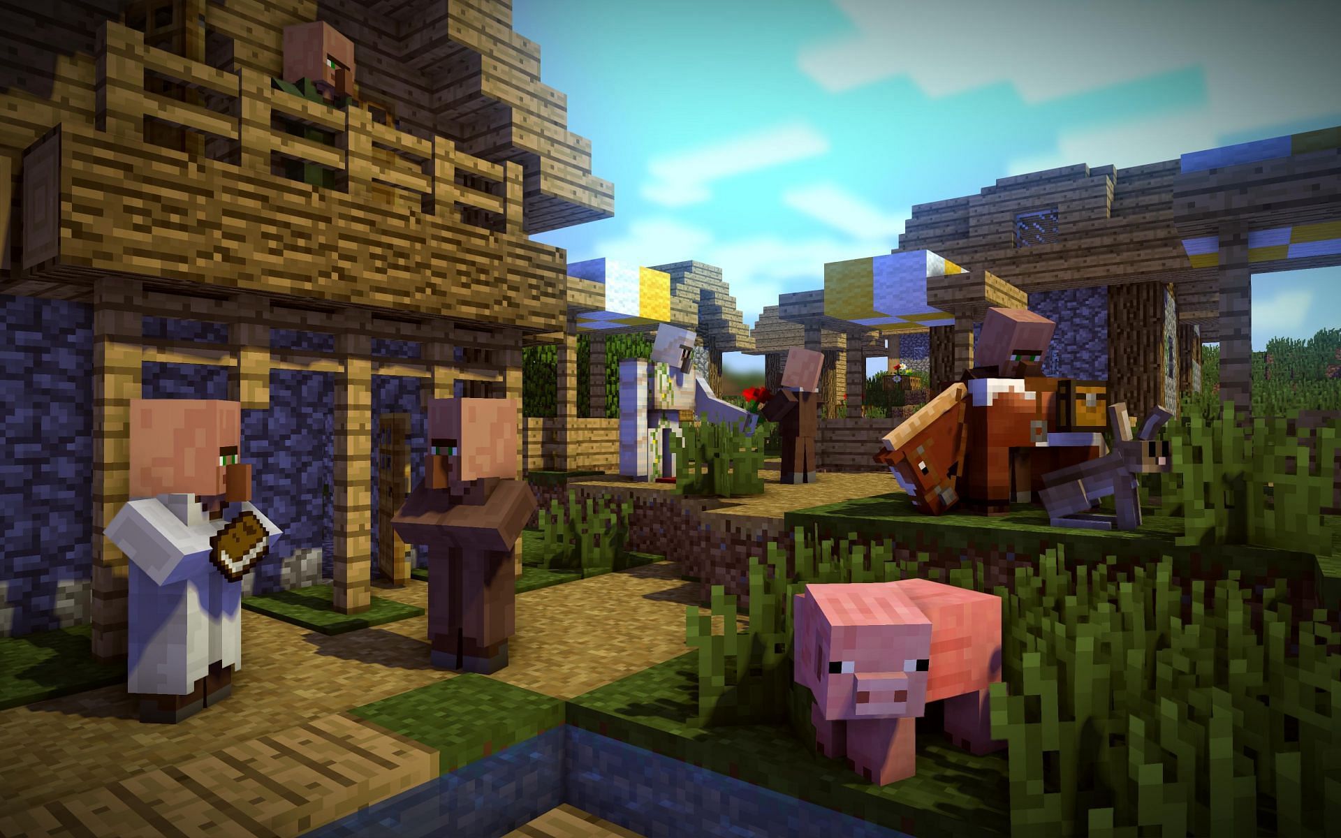 An image of a village in-game. (Image via Minecraft)