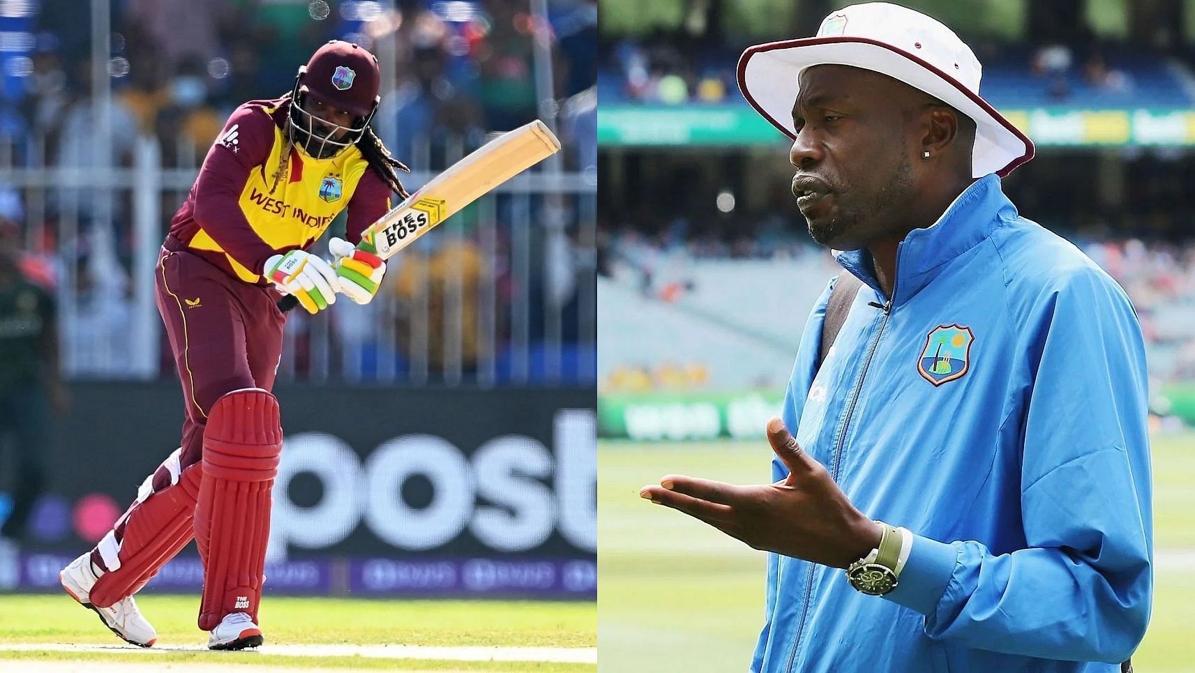Chris Gayle (left) and Curtly Ambrose. Pics: Getty Images