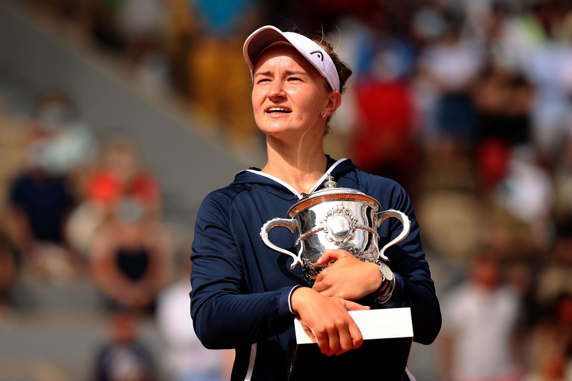 Barbora Krejcikova with her 2021 Roland Garros trophy