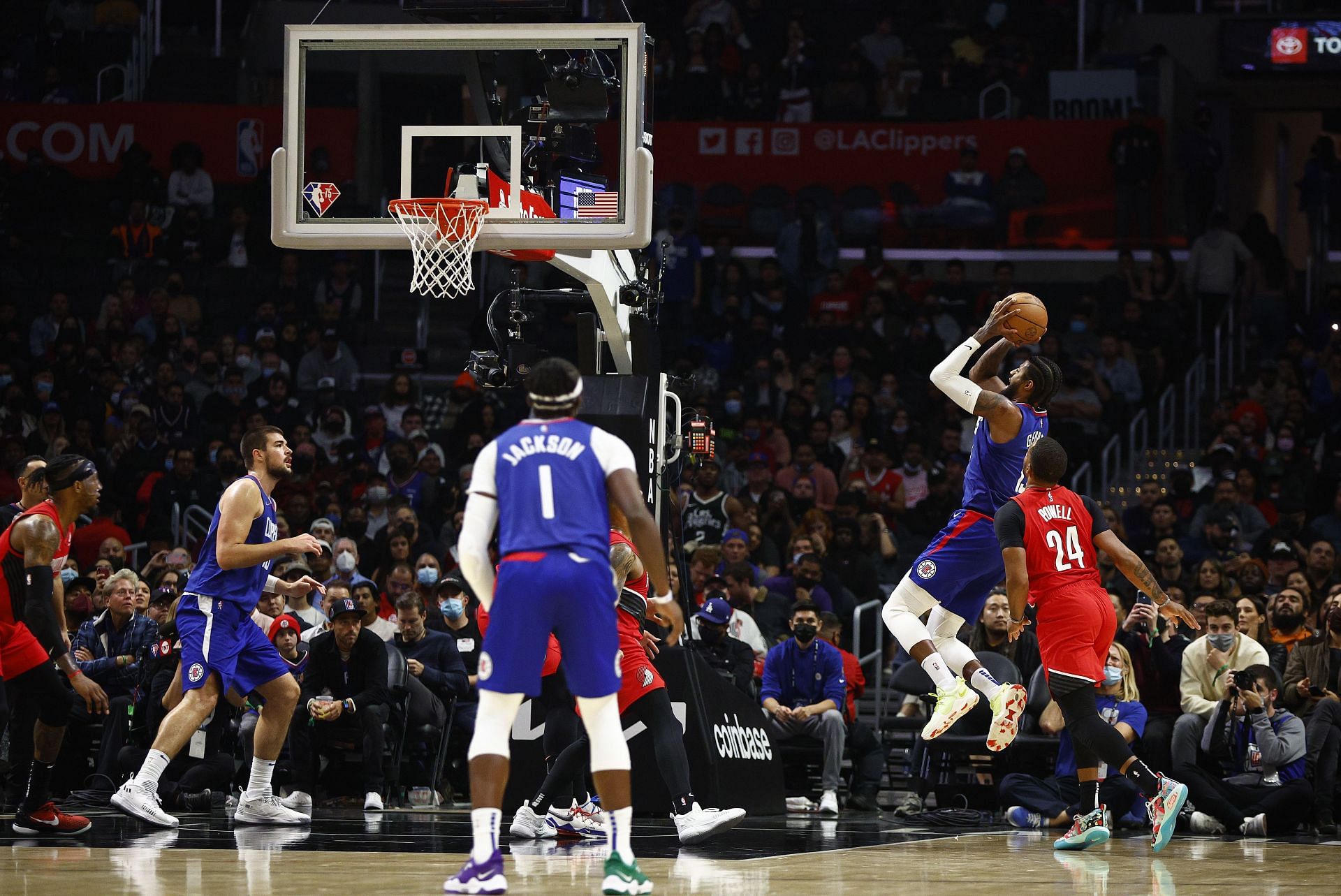 The LA Clippers in action against the Portland Trailblazers