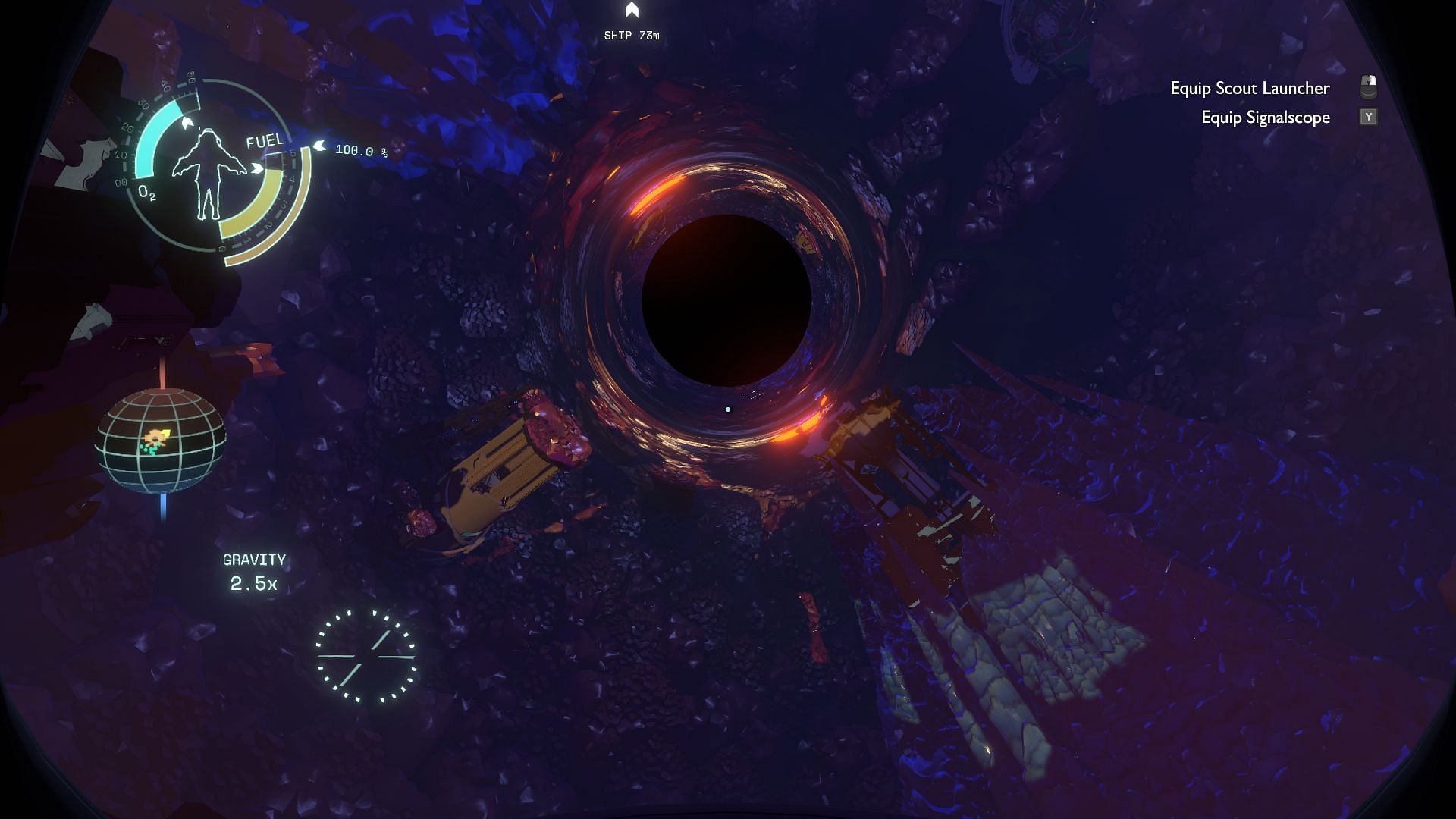 The Black Hole within Brittle Hollow (Image via Outer Wilds)