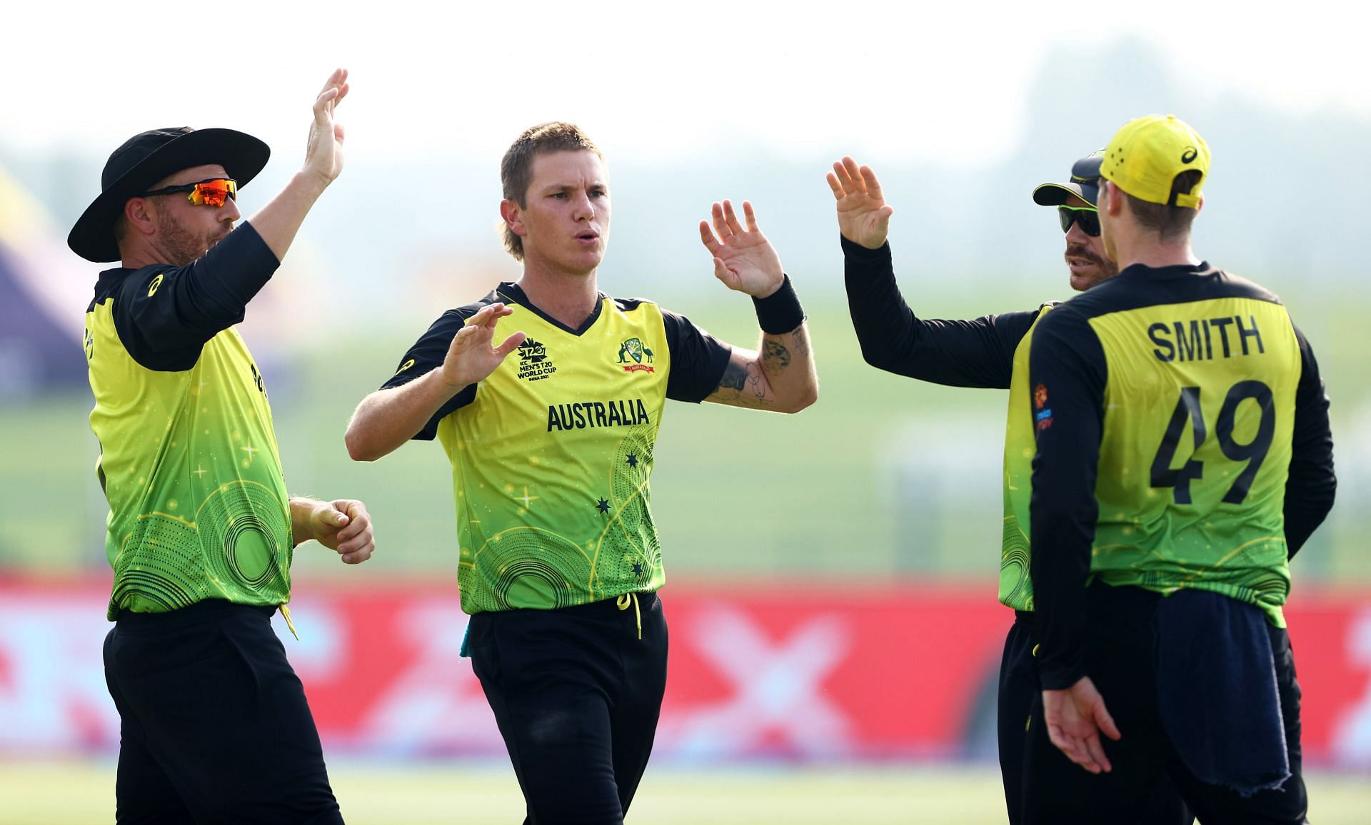 Adam Zampa celebrates a wicket with teammates. Pic: Getty Images