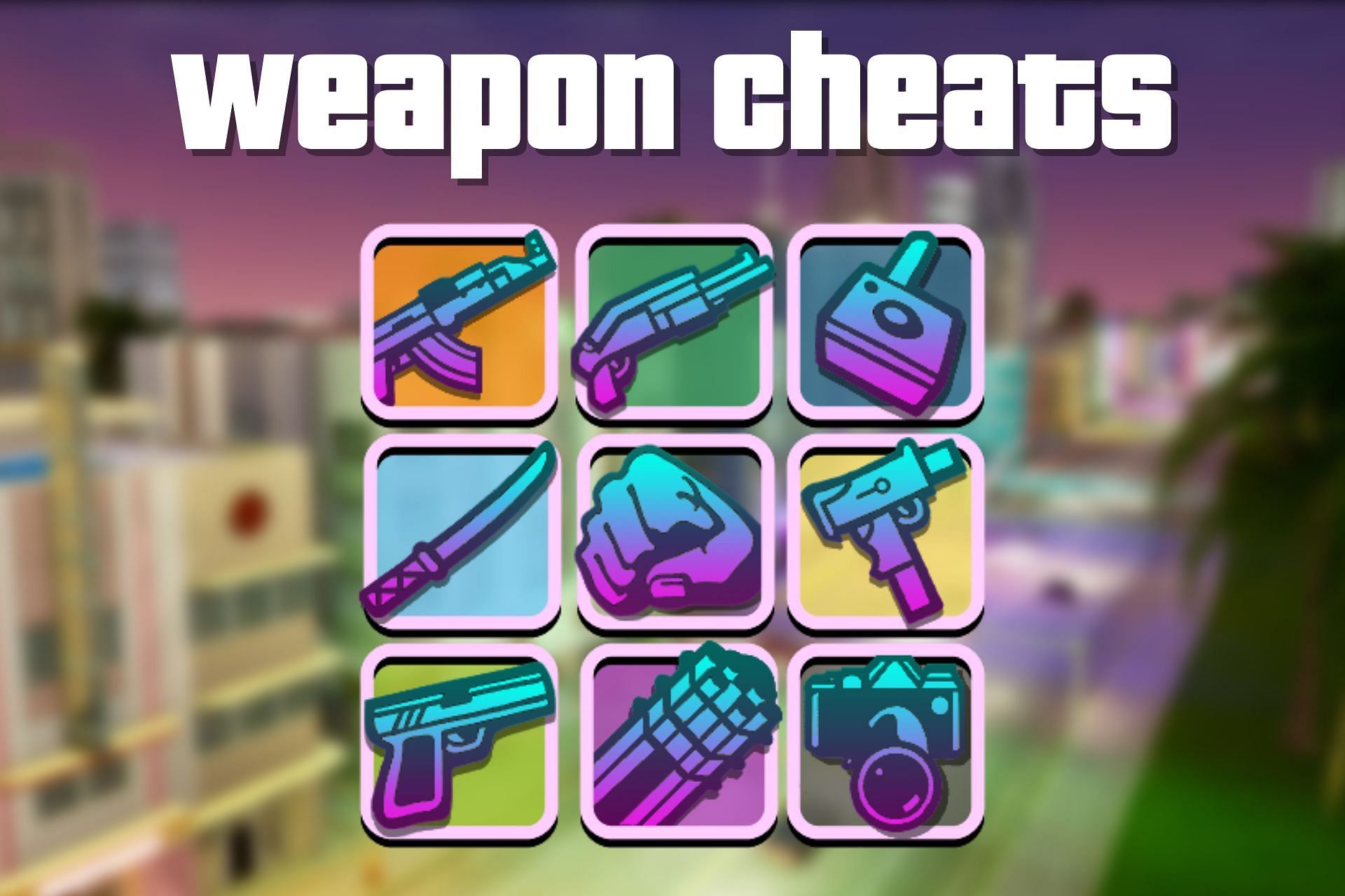 Weapon cheat codes for GTA Vice City Definitive Edition