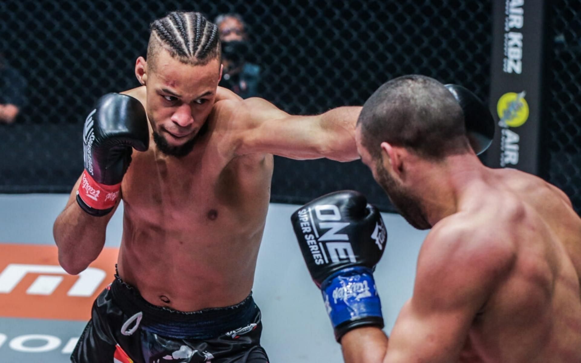 Our ONE Championship prediction for the main event of ONE: Winter Warriors would be lightweight kickboxing champion Regian Eersel (left) beating newcomer Islam Murtazaev via decision. (Image courtesy of ONE Championship)