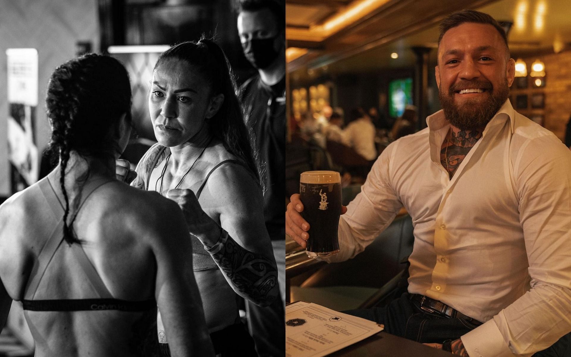 Sinead Kavanagh &amp; Cris Cyborg (left), Conor McGregor (right) [Images Courtesy: @bellatormma @thenotoriousmma on Instagram]