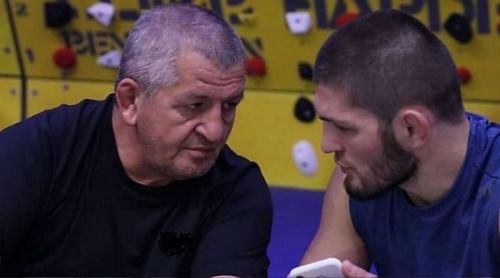 Abdulmanap (left) and Khabib Nurmagomedov (right)