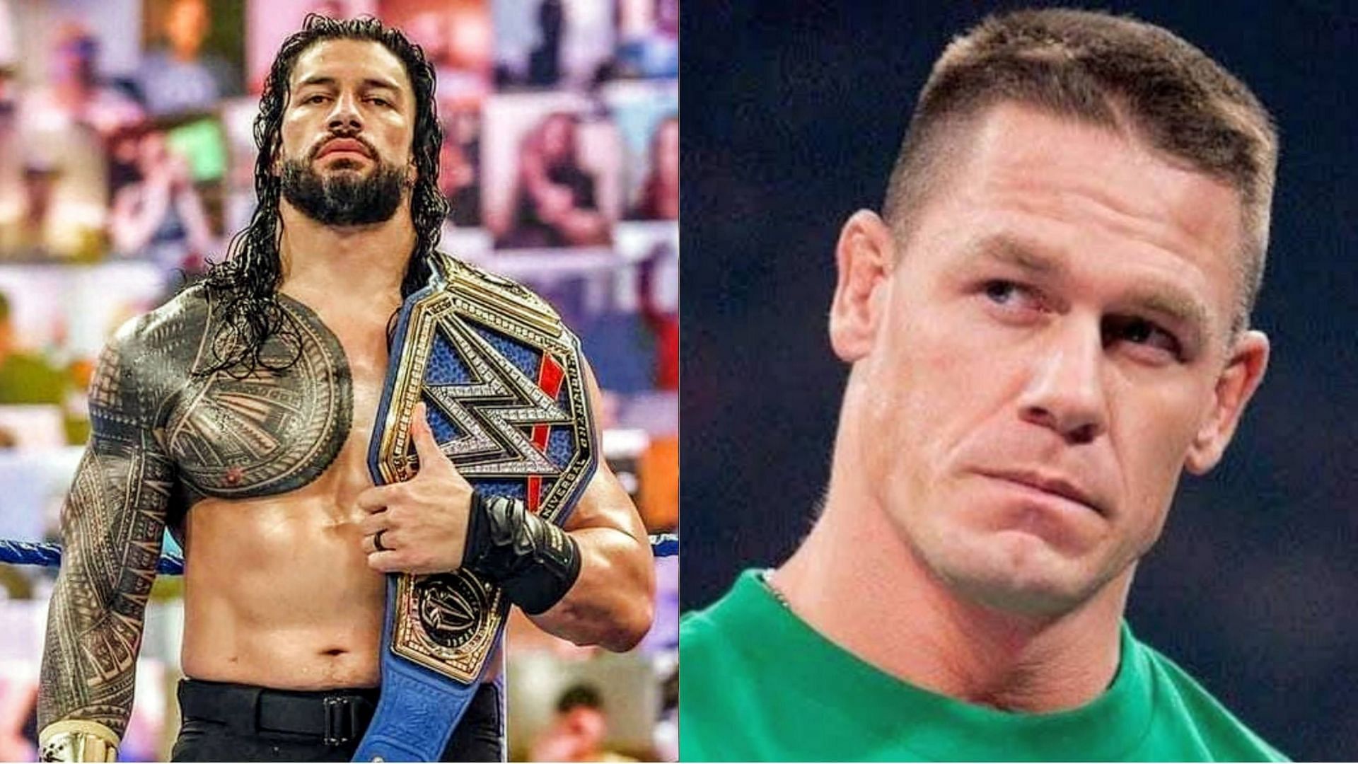 Roman Reigns (left) and John Cena (right)