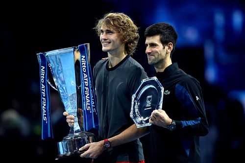 Alexander Zverev (L) and Novak Djokovic.