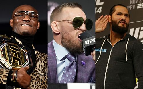 Kamaru Usman (left); Conor McGregor (center); Jorge Masvidal (right)