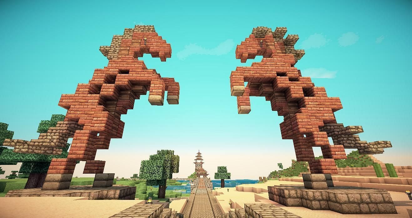 Horse arches in Minecraft (Image via Pinterest)