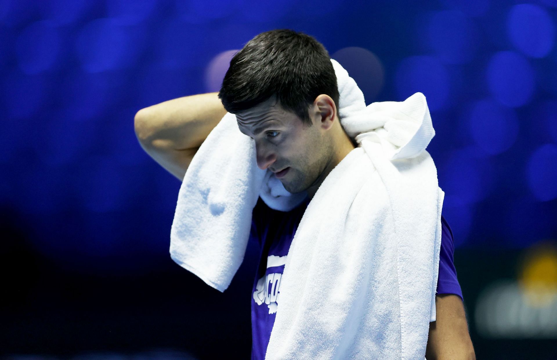 Novak Djokovic training at the Nitto ATP Tour Finals