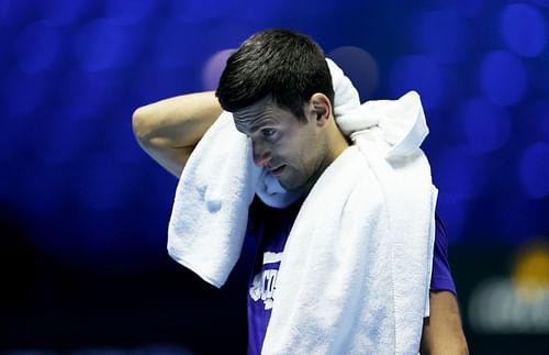 Novak Djokovic training at the Nitto ATP Tour Finals