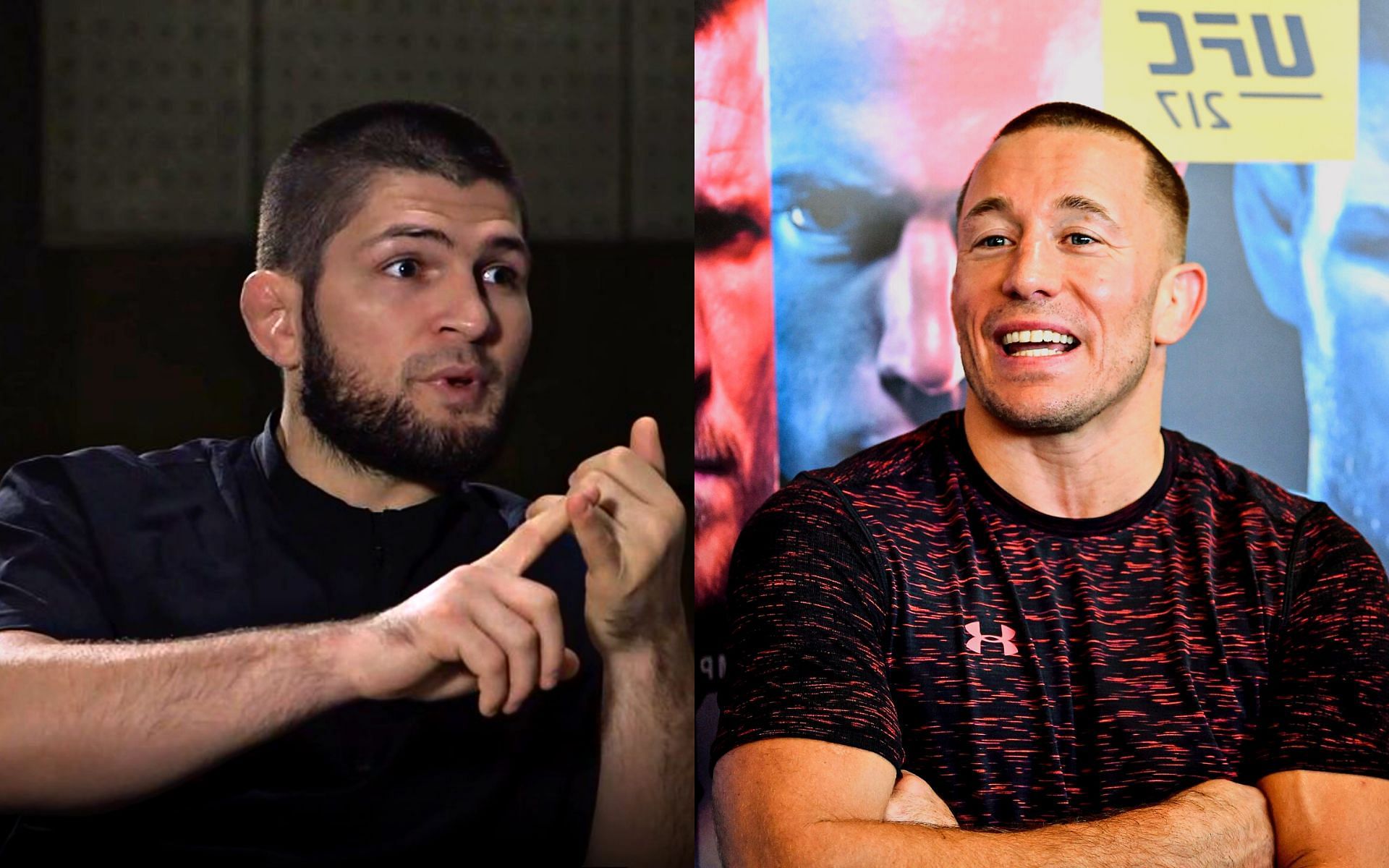 Khabib Nurmagomedov (left) via Twitter/ EA Sports UFC; Georges St-Pierre (right)