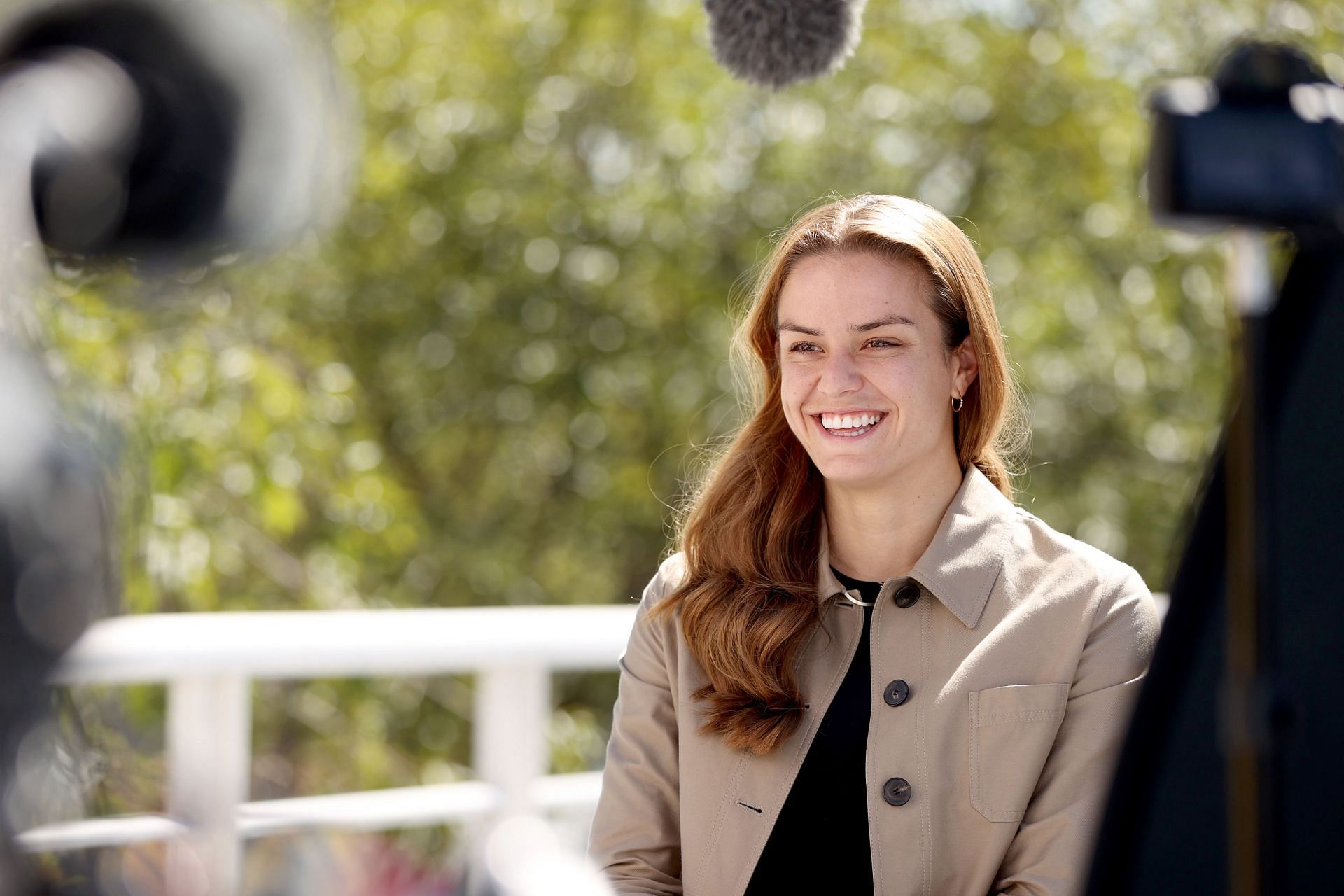 Maria Sakkari speaking to the media at the 2021 WTA Finals