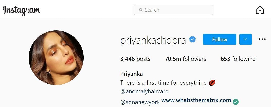 Priyanka Chopra&#039;s Instagram handle change sparks rumors online (Image via priyankachopra/ Instagram)
