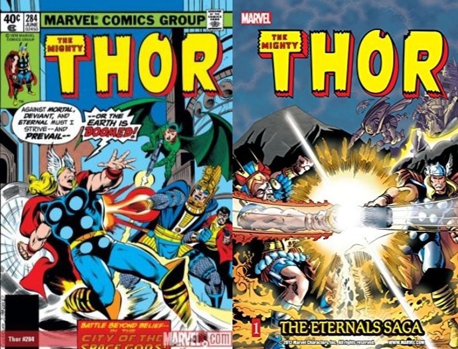 Thor with the Eternals in the comics (Image via Marvel Comics)