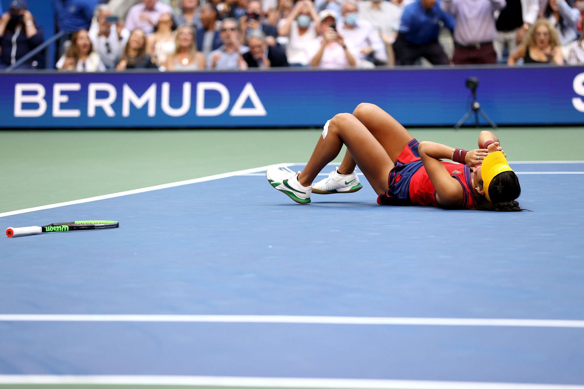 Emma Raducanu after beating Leylah Fernandez at the 2021 US Open final.