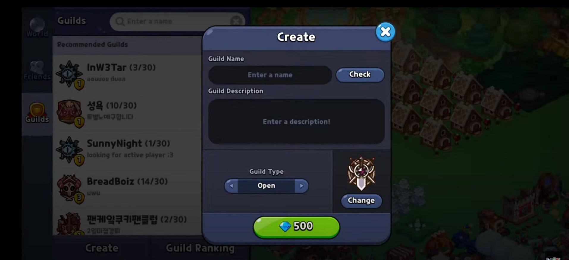 Players can create their own guild (Image via YouTube/Jonooit)