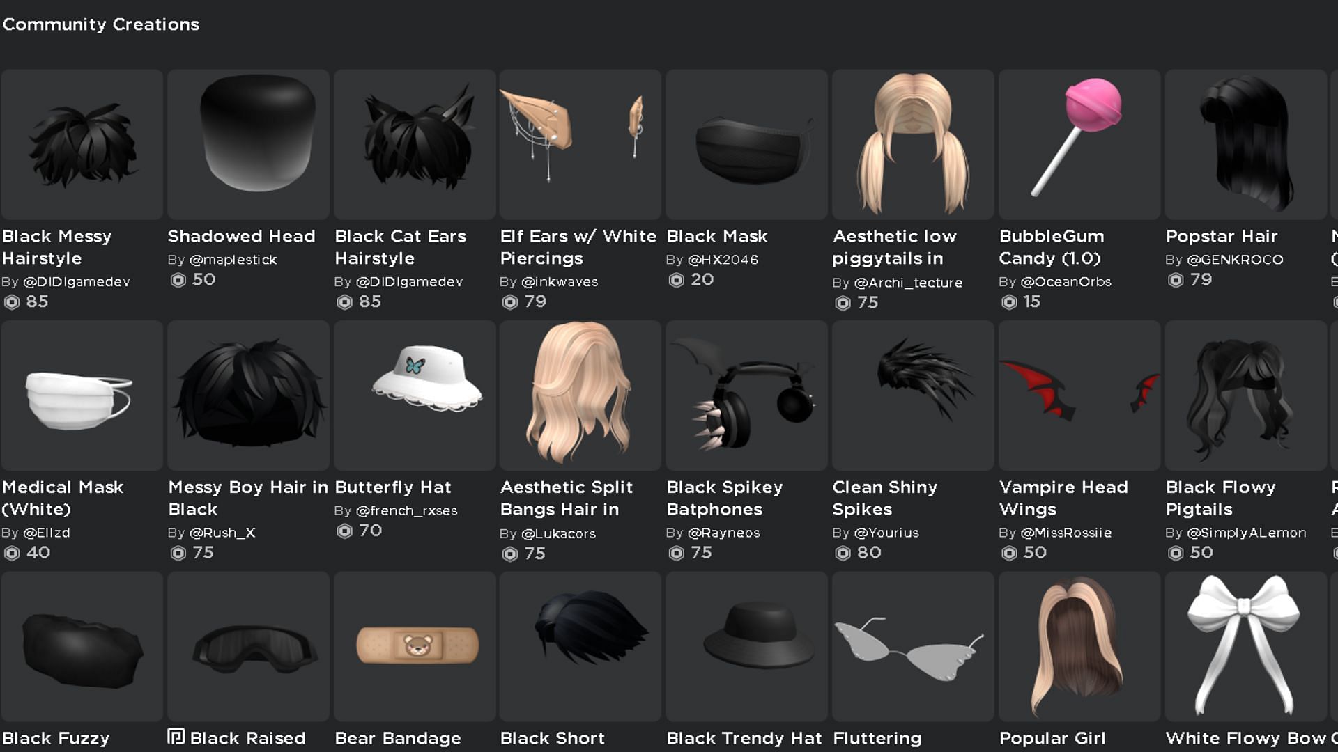 Black Messy Hairstyle - Roblox