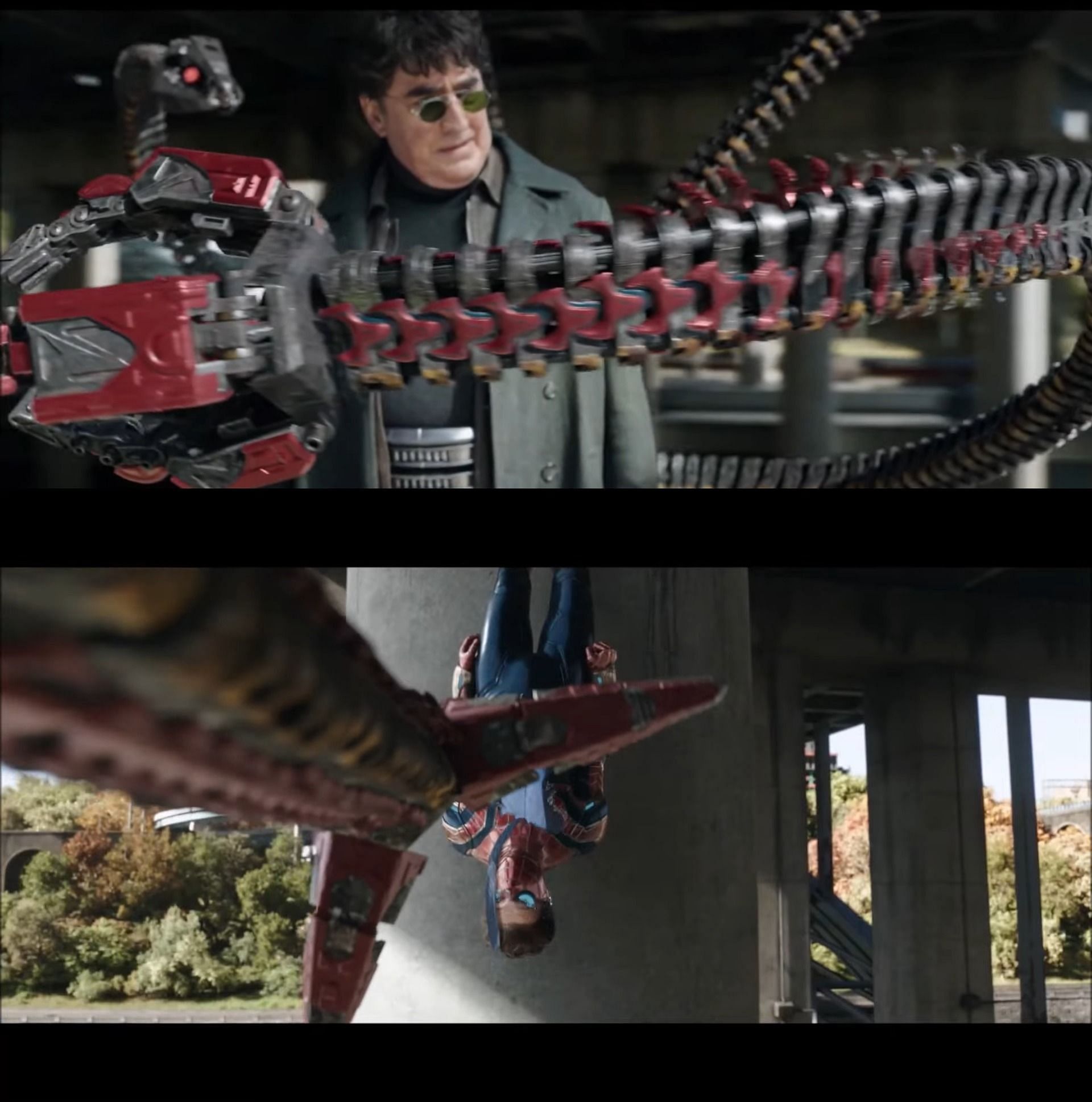 Doc Ock&#039;s tentacles absorbing Iron Spider suit&#039;s nanotech (Image via Marvel Studios/Sony)