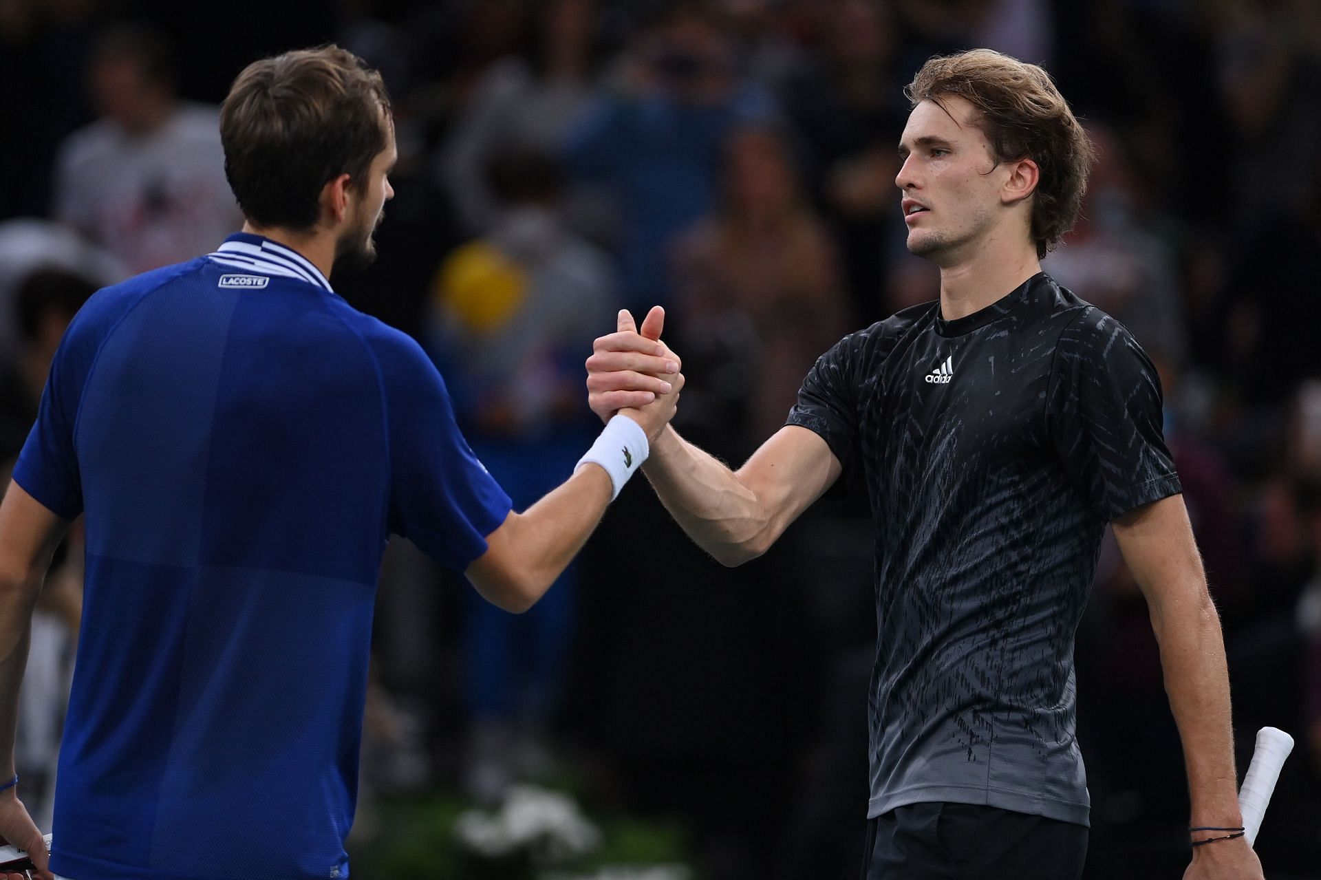 Daniil Medvedev after beating Alexander Zverev at the Rolex Paris Masters