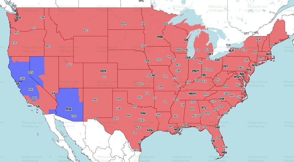 FOX Coverage Map for the games of Week 9