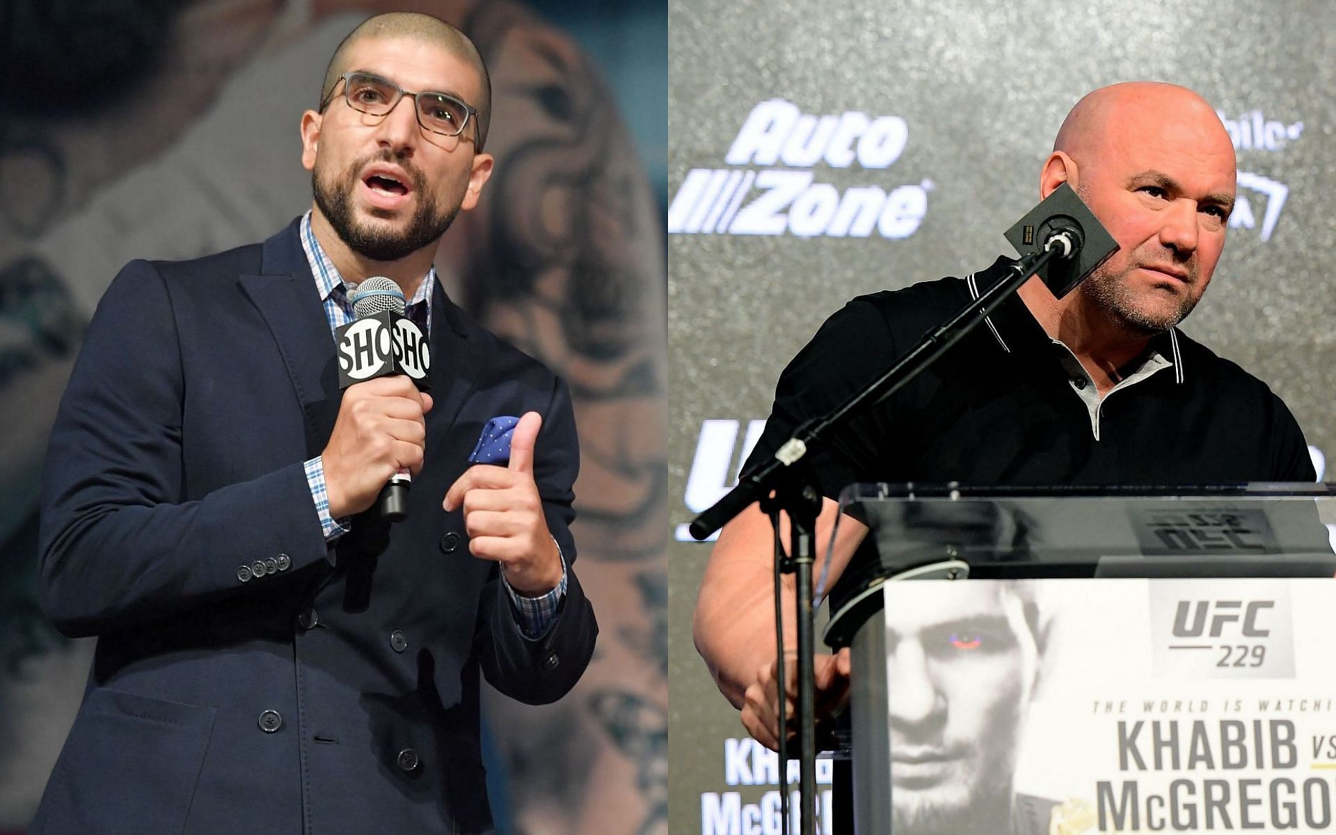 Ariel Helwani (left) &amp; Dana White (right)