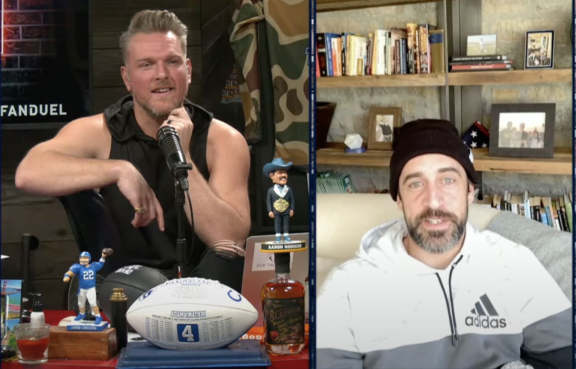 Pat McAfee and quarterback Aaron Rodgers 