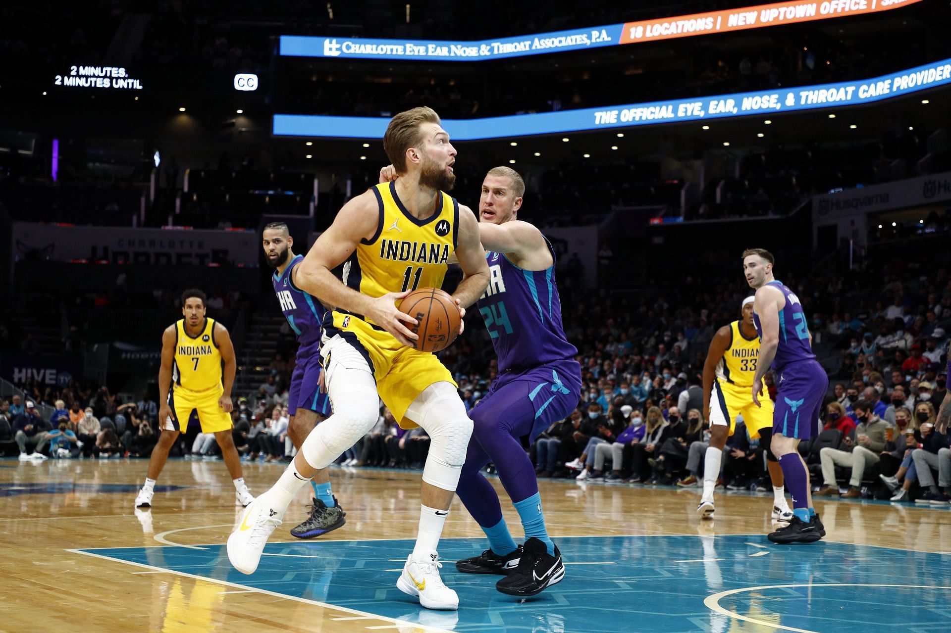 Domantas Sabonis (#11) of the Indiana Pacers vs Charlotte Hornets
