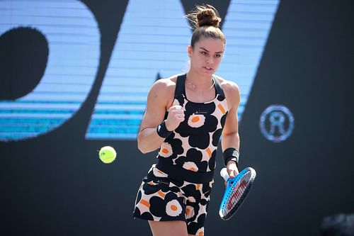 Maria Sakkari during her match against Iga Swiatek at the WTA Finals