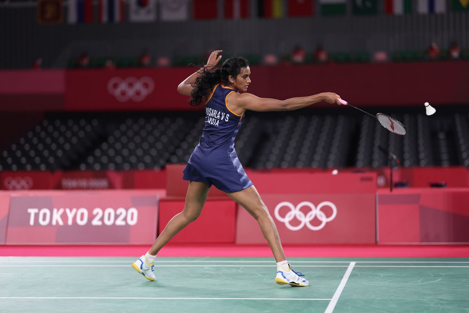 PV Sindhu at the Tokyo Olympics. (PC: Getty Images)