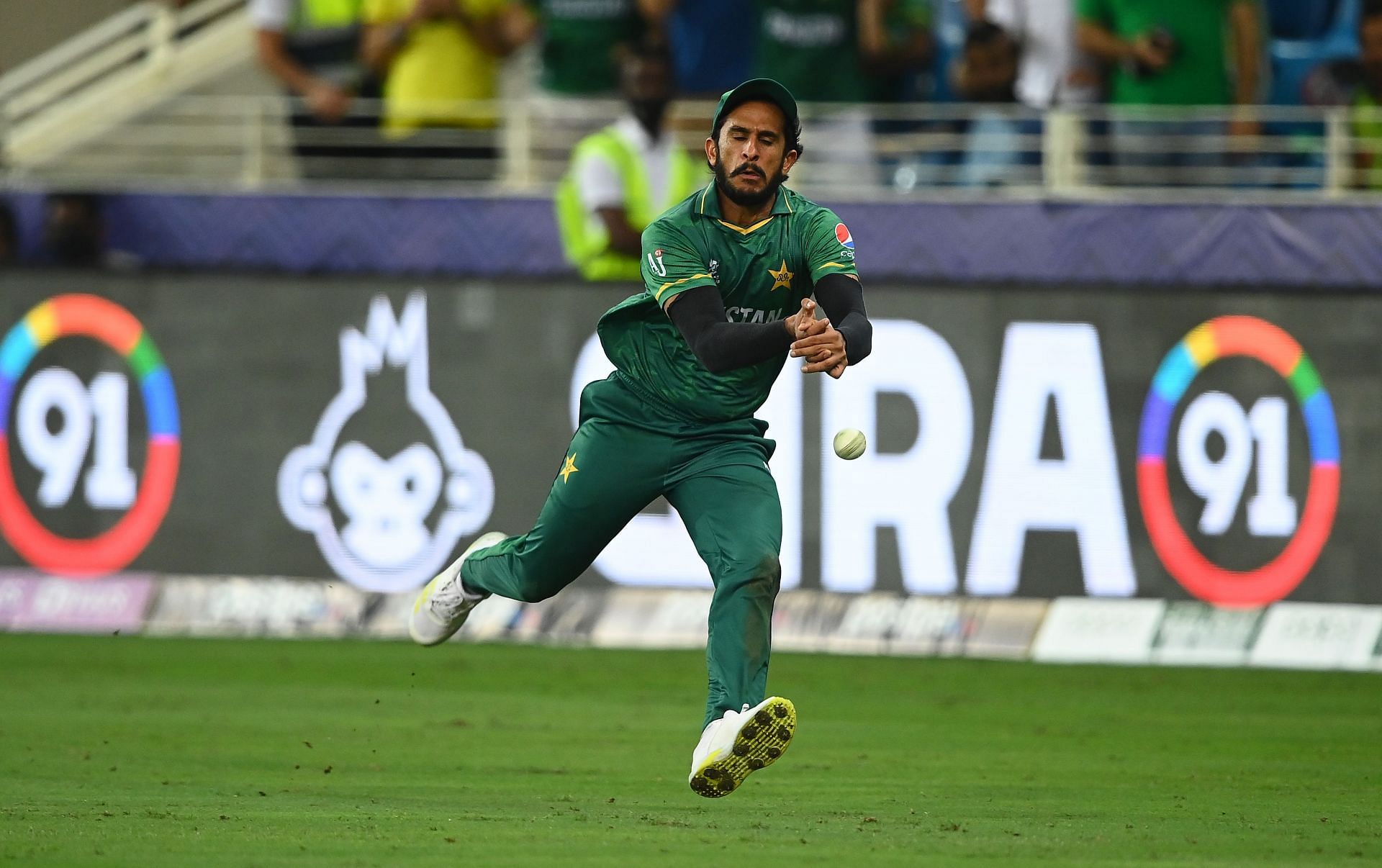 Hasan Ali drops Matthew Wade during the semi-final. Pic: Getty Images