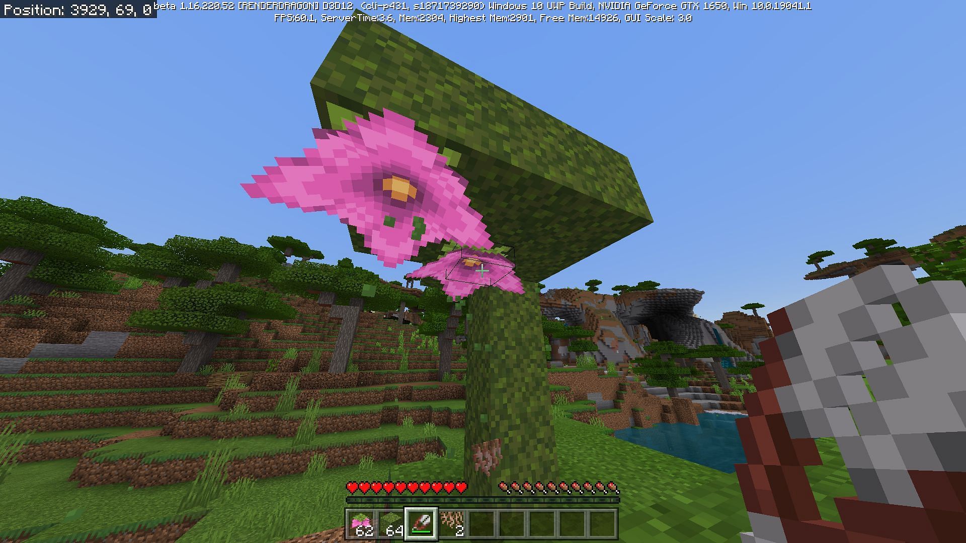 Spore blossoms, and Moss blocks (Image via Minecraft)