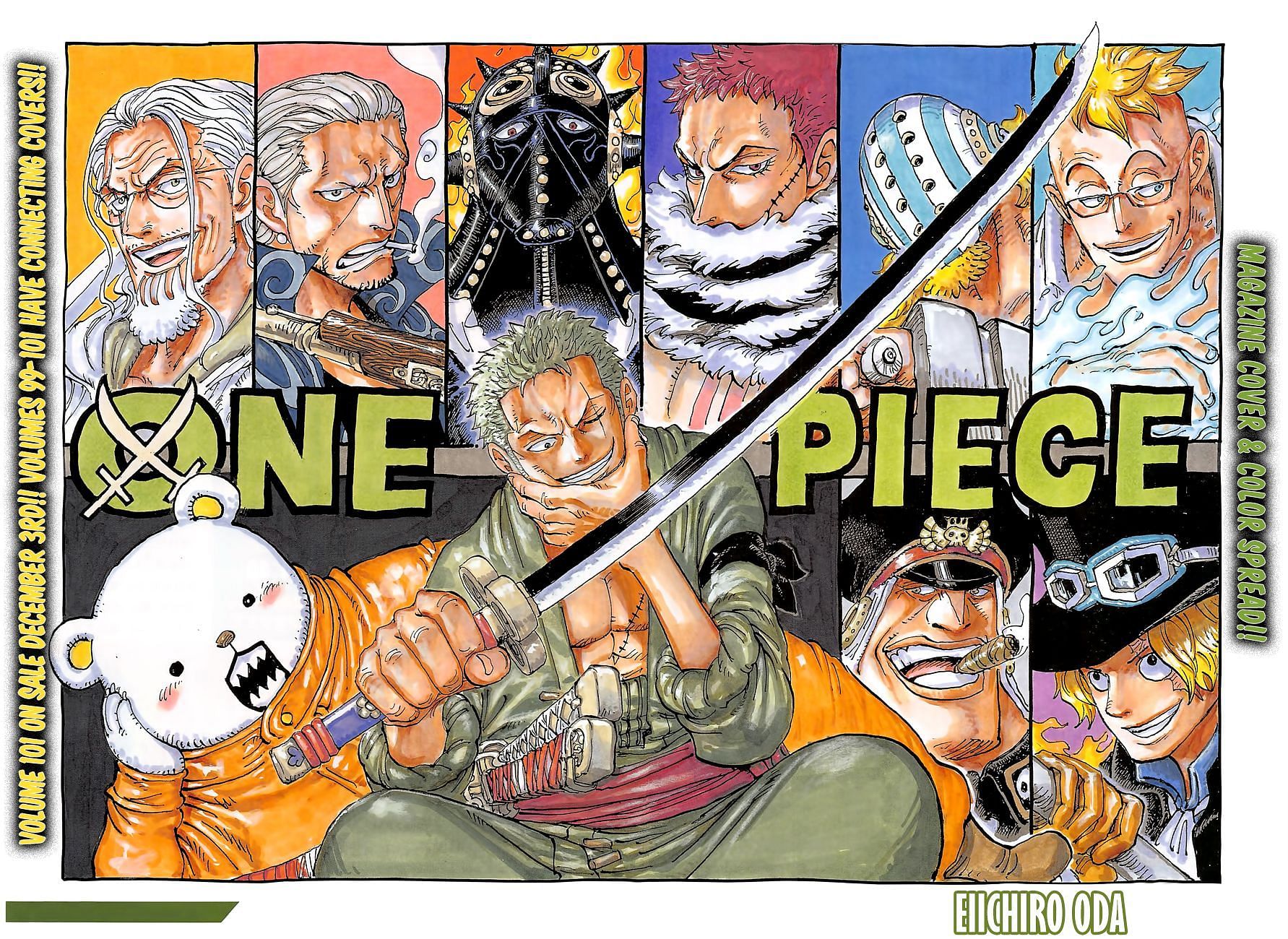 The One Piece Chapter 1031 color spread, which functions as the cover for this week&#039;s chapter (Image Credits: Eiichiro Oda/Shueisha, Viz Media, One Piece)