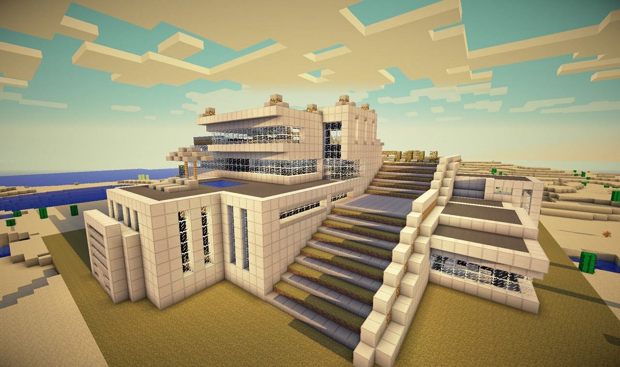 Stairs leading to the house (Image via Minecraft)