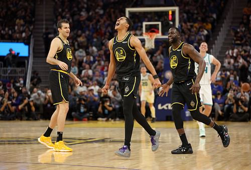 Golden State Warriors key players Nemanja Bjelica (left), Jordan Poole (middle) and Draymond Green (right)