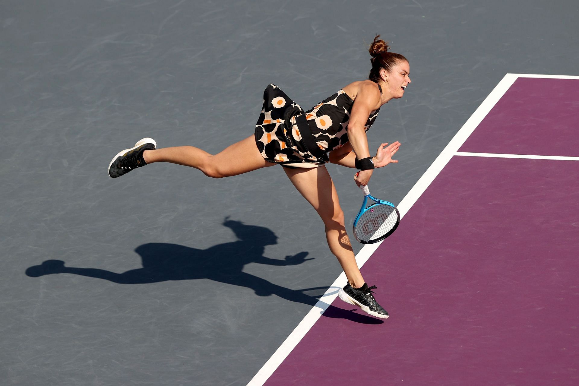 Maria Sakkari serves during the 2021 WTA Finals